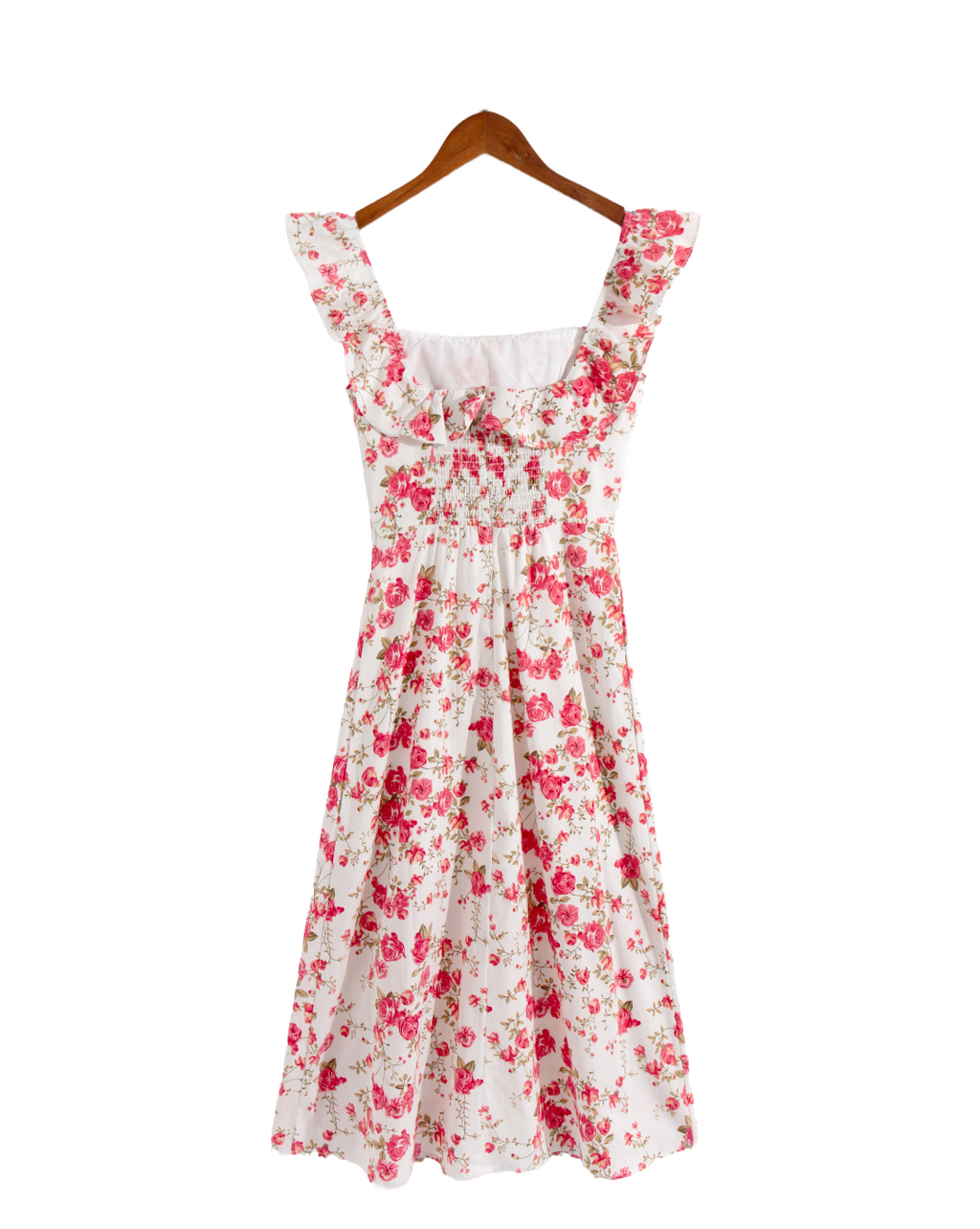 Early Spring French Girl Romantic Floral Printed Square Collar Flying Sleeves Split PullWind