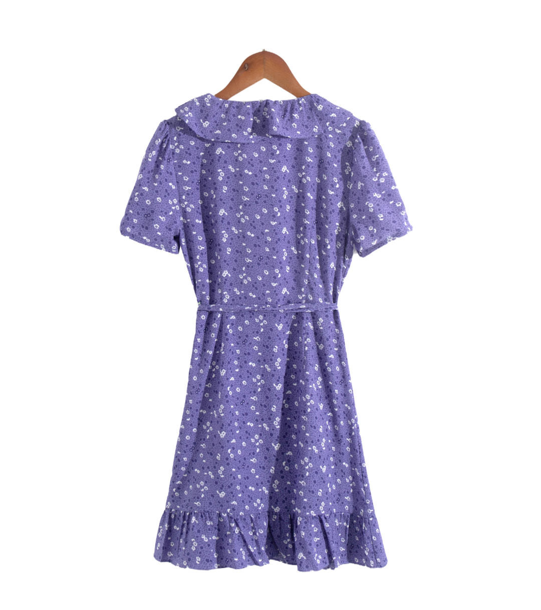 Summer Floral Printed V neck Ruffled Tied Slim Slimming Short Sleeve Dress Short Dress PullWind