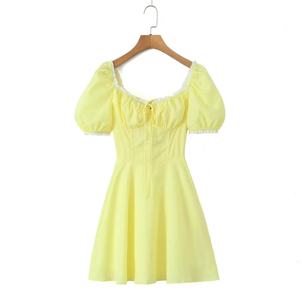 Spring Women Clothing Back Strap Waist Shaping Dress Short ZDShop