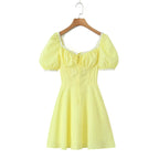 Spring Women Clothing Back Strap Waist Shaping Dress Short ZDShop