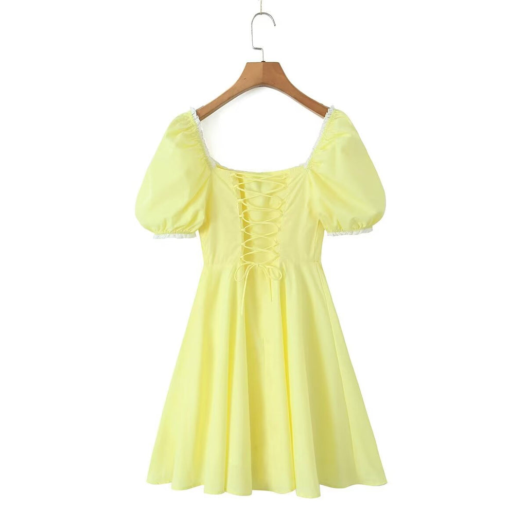 Spring Women Clothing Back Strap Waist Shaping Dress Short ZDShop