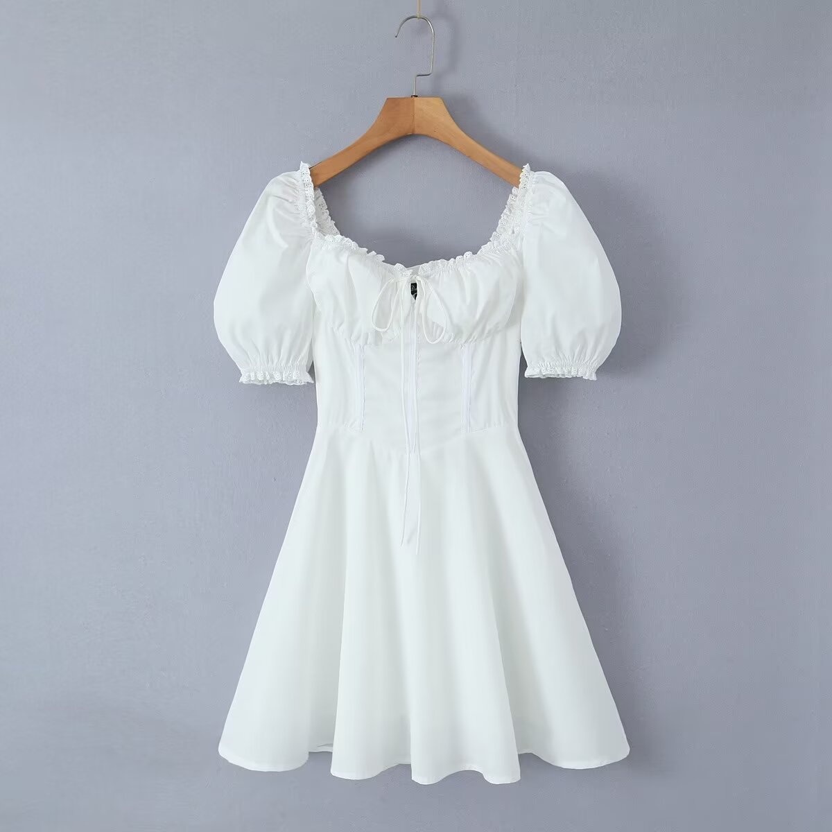 Spring Women Clothing Back Strap Waist Shaping Dress Short ZDShop