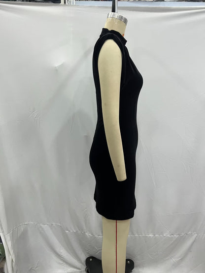 Spring Sexy Short Sleeve Velvet Belt Padded Shoulder Sheath Dress CHEN