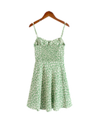 French Pastoral Fresh Vacation Printed Dress Spring High Waist Tight Waist Slip Dress PullWind