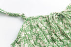 French Pastoral Fresh Vacation Printed Dress Spring High Waist Tight Waist Slip Dress PullWind