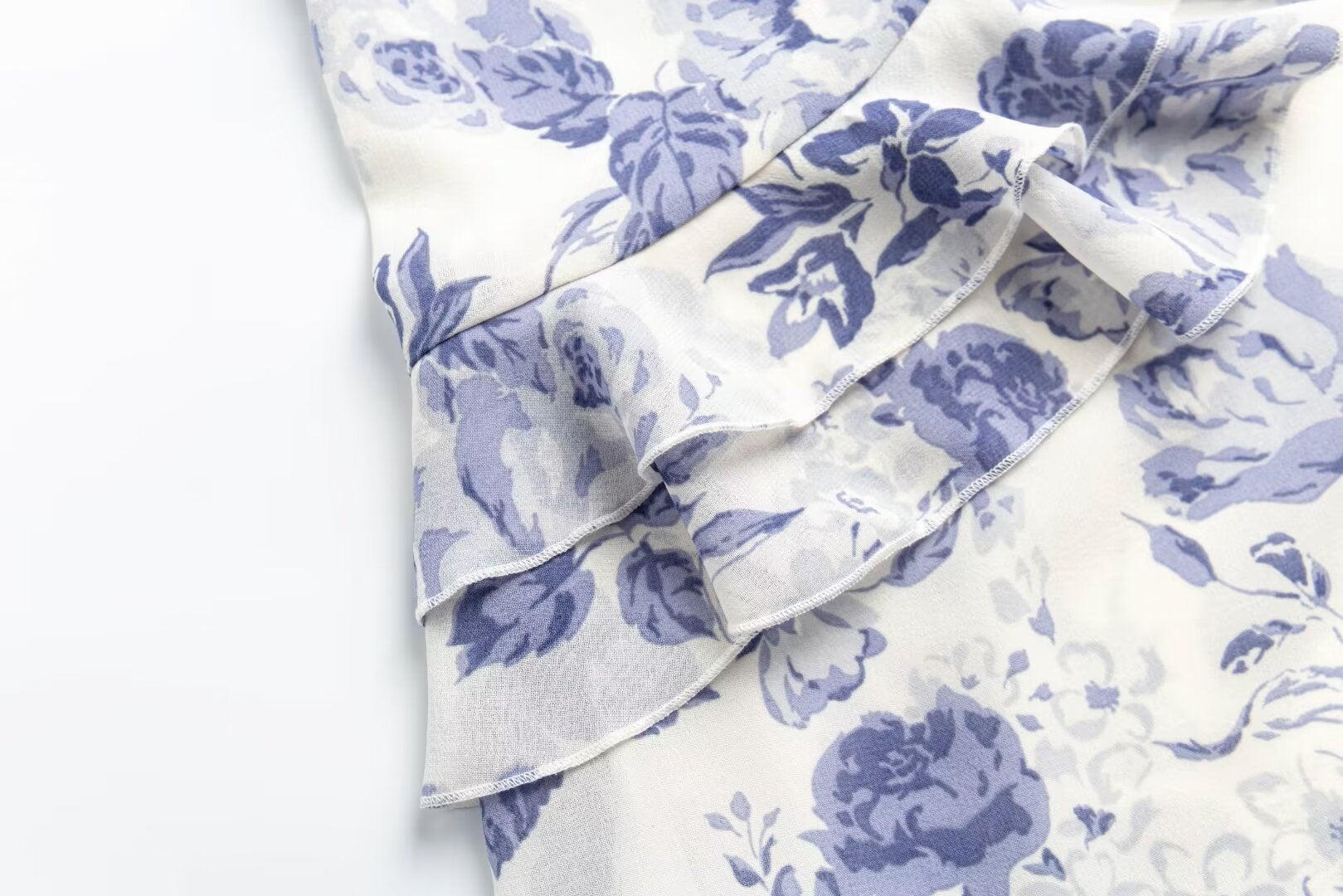 Spring Summer French Elegant Classical Printing Slip Dress Women Ruffled U Neck Maxi Dress PullWind