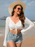 Spring Summer Rope Blouse V neck Solid Color Women Knitwear SERENDIPITY