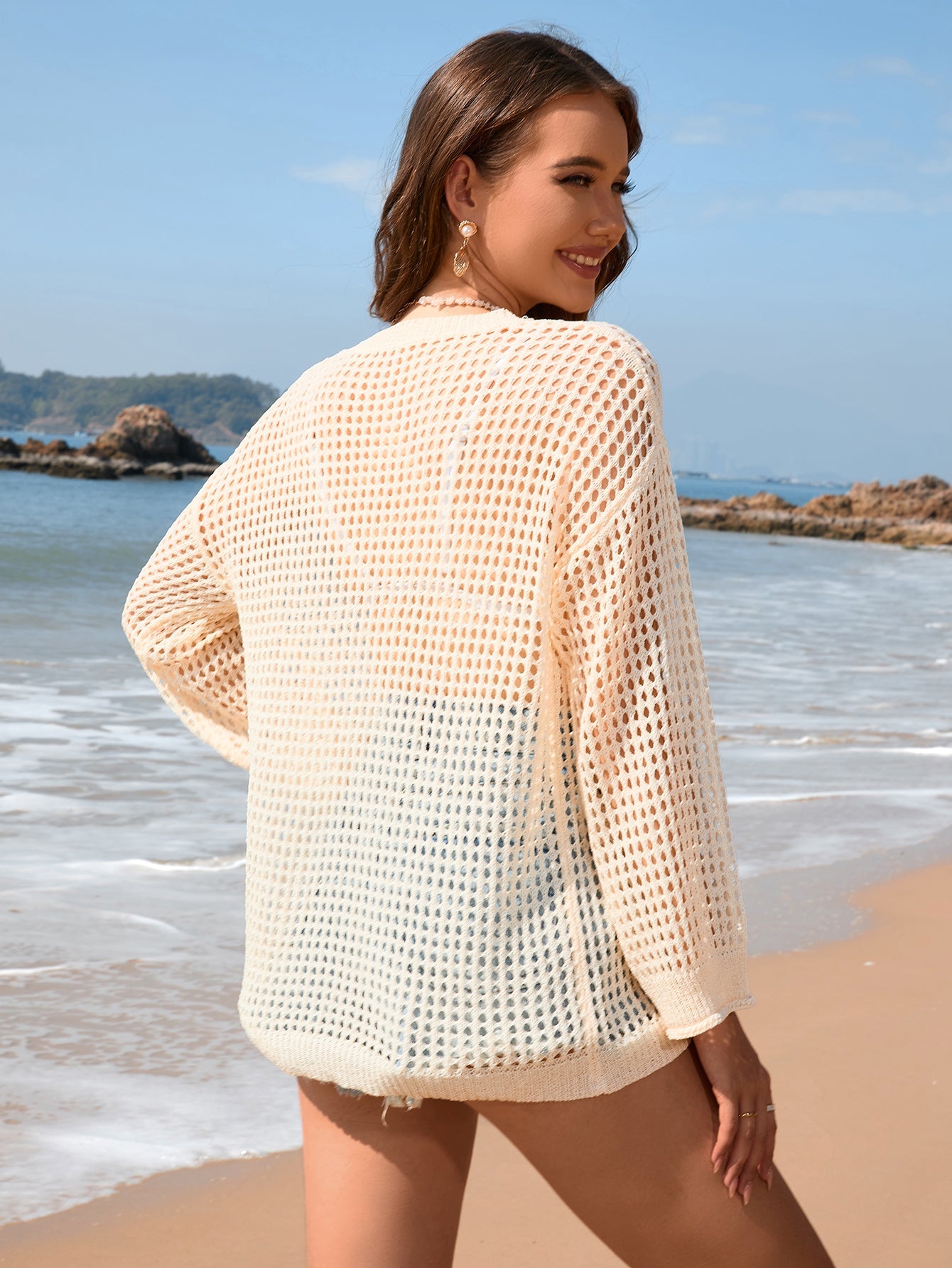 Summer Cutout Sling Seaside Vacation Sexy Loose Bikini Beach Cover-up Women Knitwear SERENDIPITY
