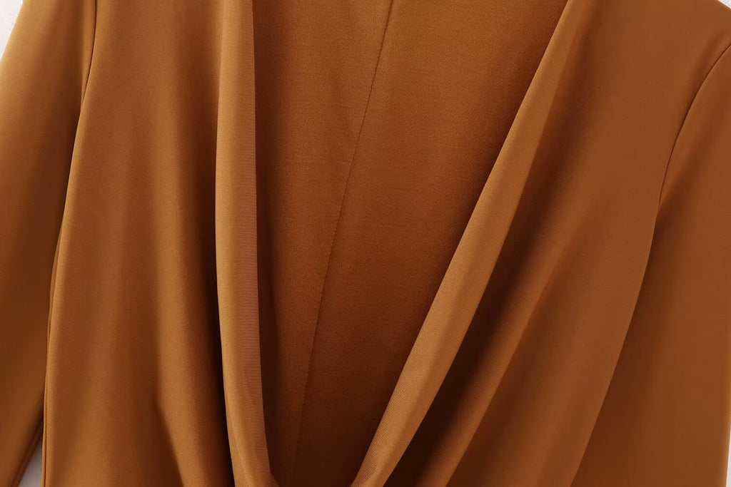 Women Clothing Summer Arrival Solid Color V neck Flared Long Sleeve Halter Sheath Dress Shell