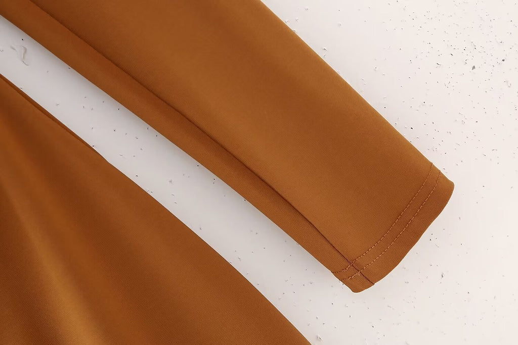 Women Clothing Summer Arrival Solid Color V neck Flared Long Sleeve Halter Sheath Dress Shell