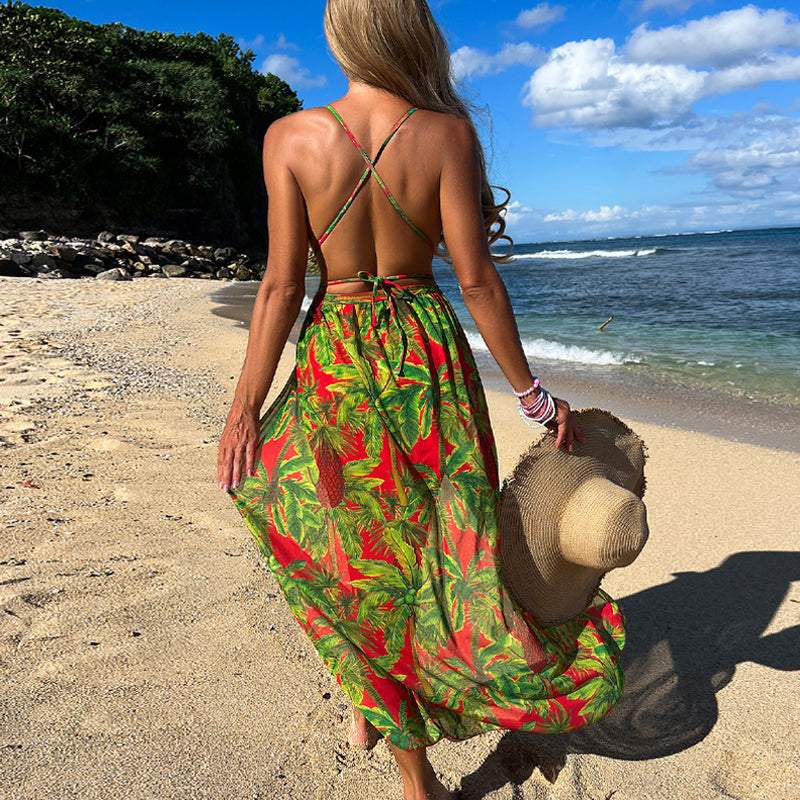 One Piece Swimsuit Women Sun Proof Pantskirt Two Piece Set Printed Beach Outerwear Swimsuit