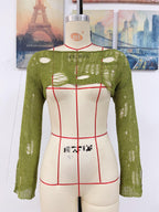 Spring Summer Beach Cover Up Solid Color Ultra Short Bell Sleeve Women Knitwear SERENDIPITY