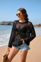 Summer Women Round Neck Five Pointed Star Sexy Cutout Pullover Women Knitwear SERENDIPITY