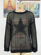 Summer Women Round Neck Five Pointed Star Sexy Cutout Pullover Women Knitwear SERENDIPITY