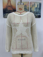 Summer Women Round Neck Five Pointed Star Sexy Cutout Pullover Women Knitwear SERENDIPITY