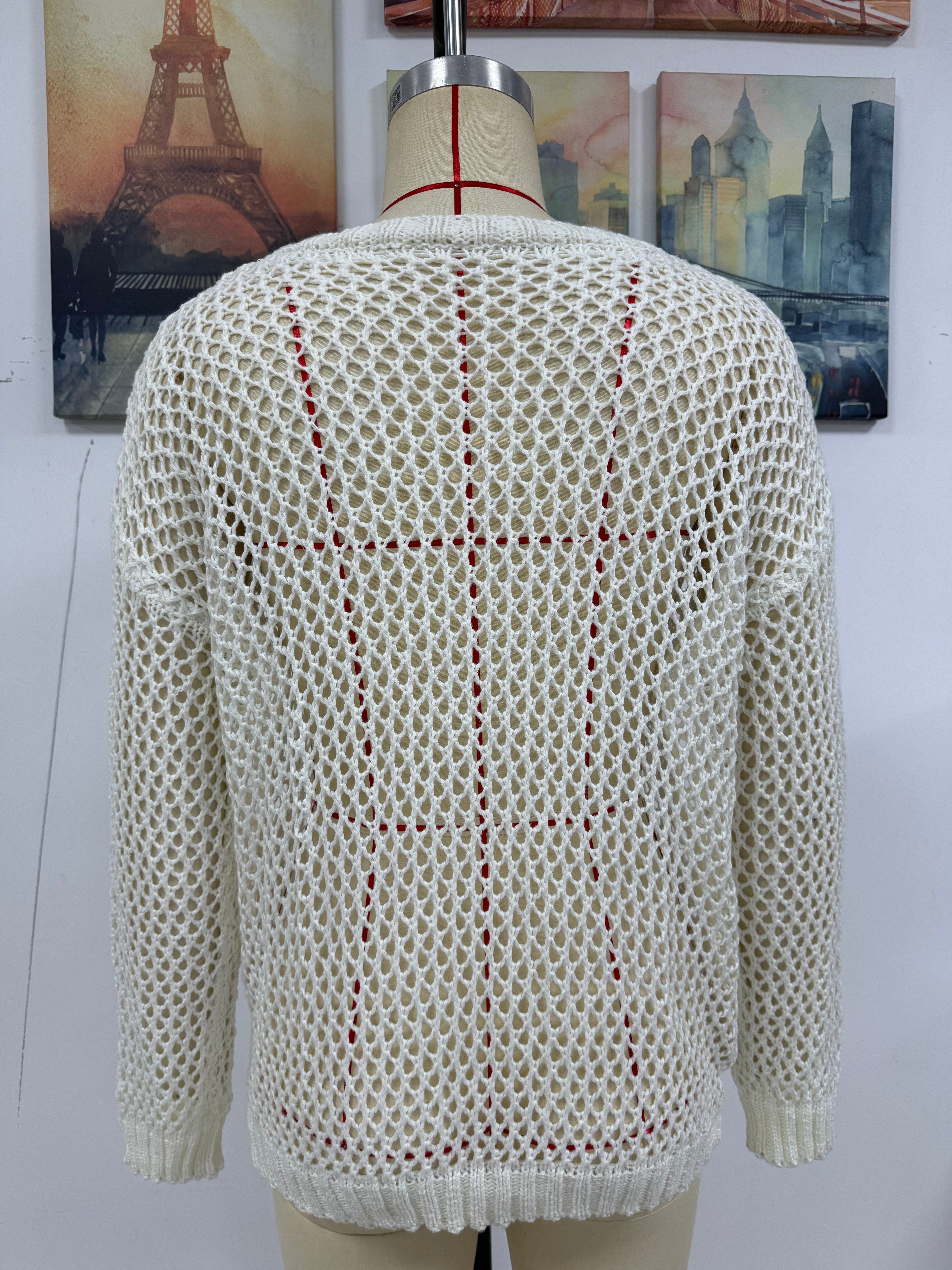 Summer Women Round Neck Five Pointed Star Sexy Cutout Pullover Women Knitwear SERENDIPITY