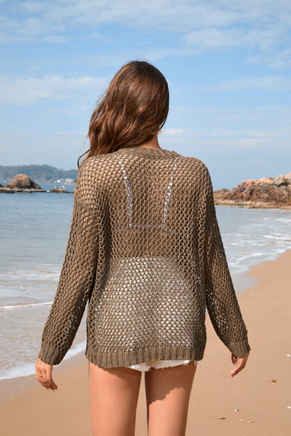 Summer Women Knitwear Round Neck Love Beach Cover Up Vacation Solid Color Women Knitwear