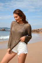 Summer Women Knitwear Round Neck Love Beach Cover Up Vacation Solid Color Women Knitwear SERENDIPITY