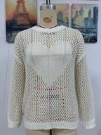 Summer Women Knitwear Round Neck Love Beach Cover Up Vacation Solid Color Women Knitwear SERENDIPITY