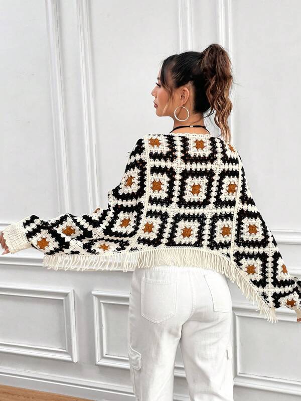 Women Summer New Crocheted Hollow Tassel Mat Crochet hook
