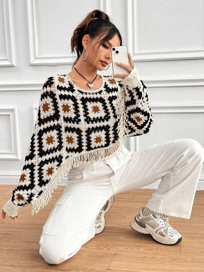 Women Summer New Crocheted Hollow Tassel Mat Crochet hook