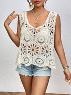 Women Summer New Woven Hollow Vest Top Crochet hook Reddy