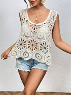 Women Summer New Woven Hollow Vest Top Crochet hook Reddy