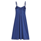 Summer High Waist Sexy Side Split Hem Sling Mid Length Dress OMI