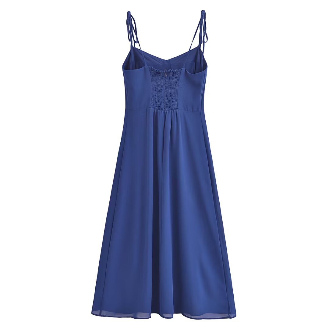 Summer High Waist Sexy Side Split Hem Sling Mid Length Dress OMI