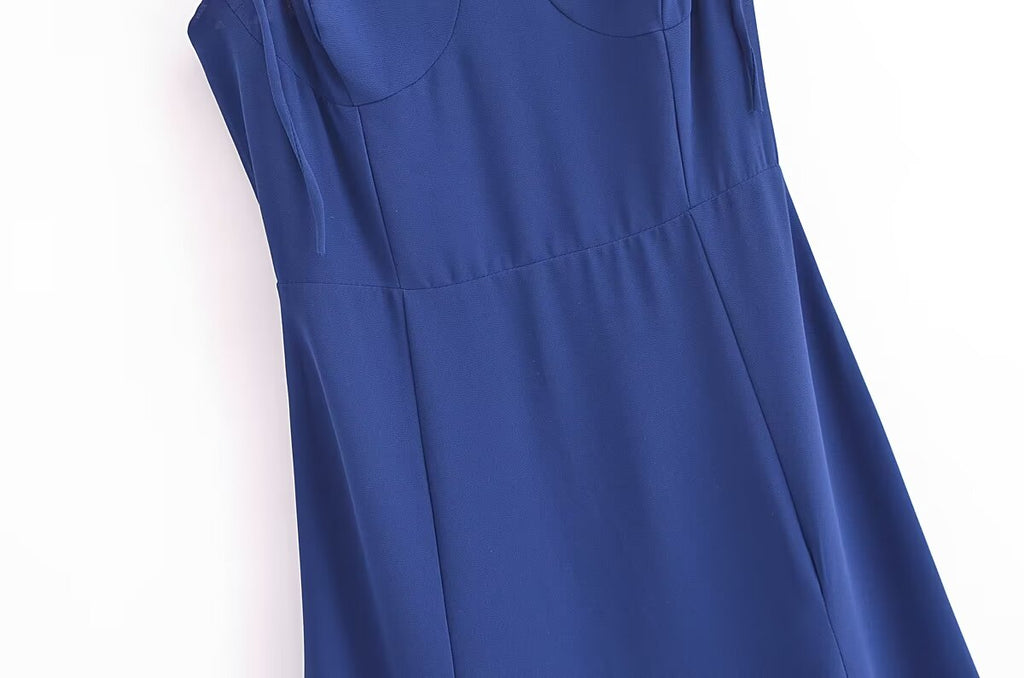 Summer High Waist Sexy Side Split Hem Sling Mid Length Dress OMI