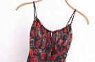 Women Rose Jacquard Printed Slim Waist Fishtail Cami Dress OMI