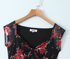 Women Clothing Spring Summer Retro Mesh Floral Slim Fitting Slimming Maxi Dress GoodMe