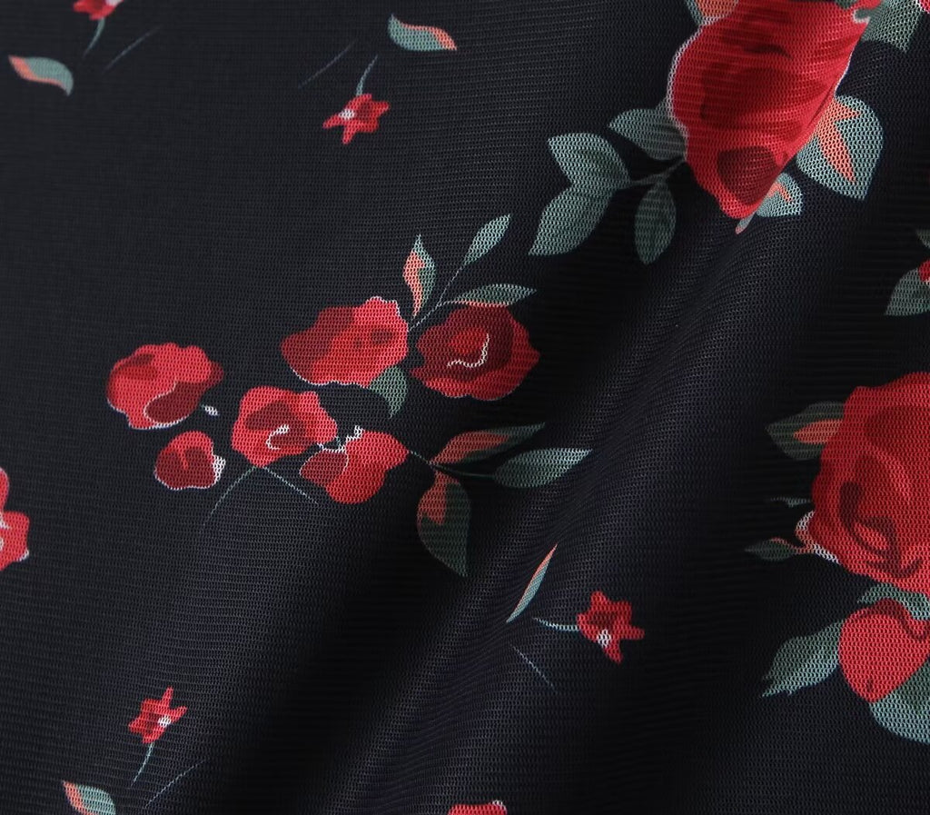 Women Clothing Spring Summer Retro Mesh Floral Slim Fitting Slimming Maxi Dress GoodMe