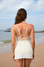 Spring Summer Hollow Out Cutout Beach Holiday Knitted Blouse Coat Beach SERENDIPITY