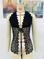 Spring Summer Hollow Out Cutout Beach Holiday Knitted Blouse Coat Beach SERENDIPITY