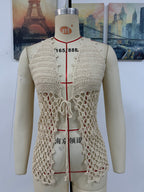 Spring Summer Hollow Out Cutout Beach Holiday Knitted Blouse Coat Beach SERENDIPITY