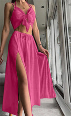 Beach Cover Up Sexy Dress Beach Two Piece Set Seaside Vacation Strap Skirt Set Women Menara