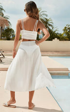 Beach Cover Up Sexy Dress Beach Two Piece Set Seaside Vacation Strap Skirt Set Women Menara