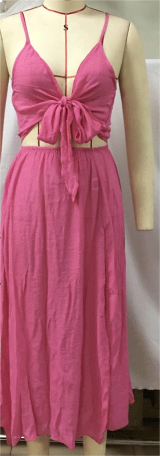 Beach Cover Up Sexy Dress Beach Two Piece Set Seaside Vacation Strap Skirt Set Women Menara