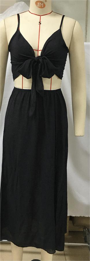 Beach Cover Up Sexy Dress Beach Two Piece Set Seaside Vacation Strap Skirt Set Women Menara