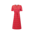 Early Spring Sexy Sexy V neck Short Sleeve Floral Casual Lace up Waist Controlled Dress PullWind