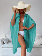 Bamboo Cotton Shirt Loose Beach Cardigan Vacation Sun Protection Clothing Beach Cover Up Swimsuit Outwear Cardigan EvenStar