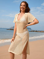 Spring Summer Long Skirt Loose Solid Color Vacation Pullover Women Knitwear SERENDIPITY