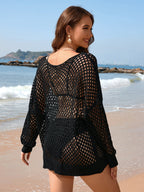 Summer Arrival Knitwear Long Sleeve Solid Color Loose round Neck Hollow Out Cutout out Women Knitwear SERENDIPITY