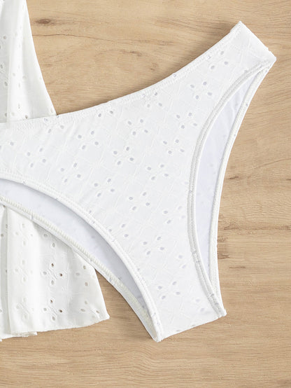 Traje de baño de mujer con falda dividida, bikini de color sólido, traje de baño sexy sin espalda