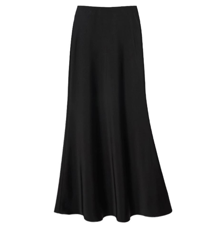 High Waist Slimming Mid Length Satin Acetate Silky Skirt Spring Summer Sheath Fishtail A Line Long Skirt Sunnygrace