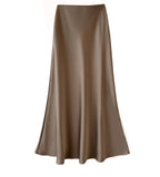 High Waist Slimming Mid Length Satin Acetate Silky Skirt Spring Summer Sheath Fishtail A Line Long Skirt Sunnygrace