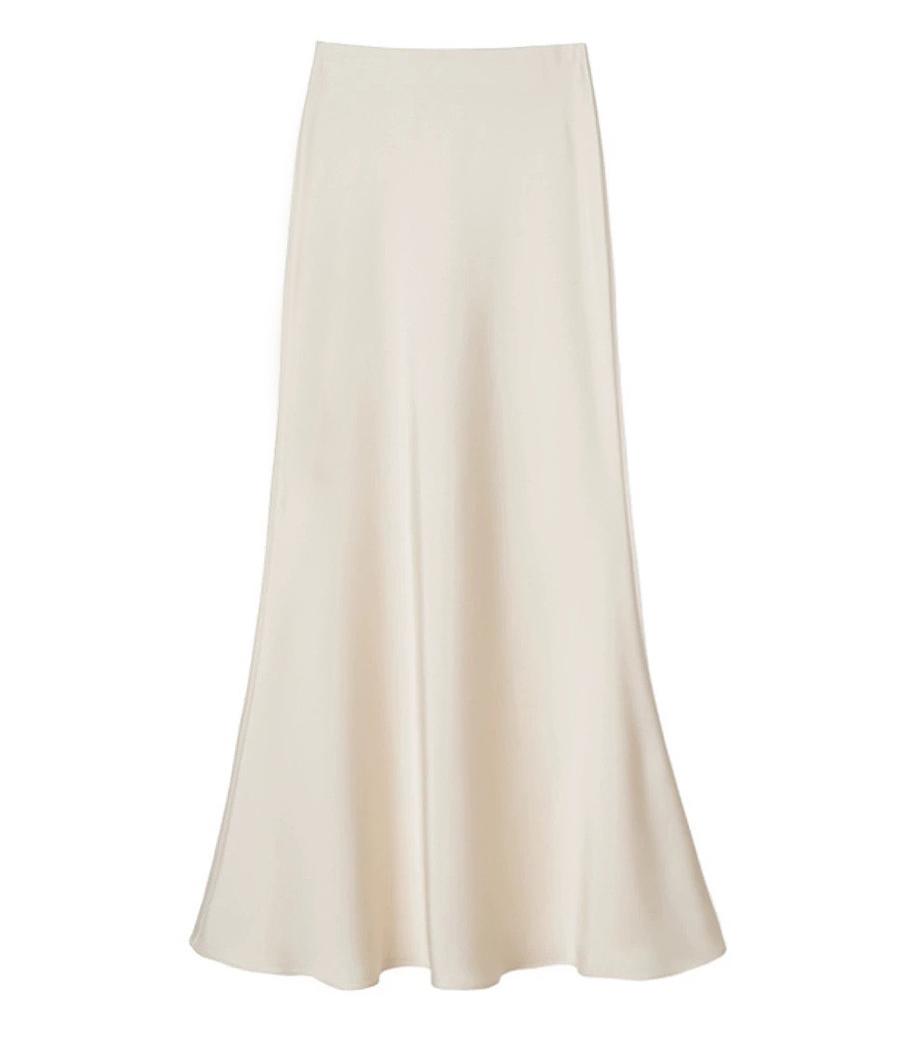 High Waist Slimming Mid Length Satin Acetate Silky Skirt Spring Summer Sheath Fishtail A Line Long Skirt Sunnygrace