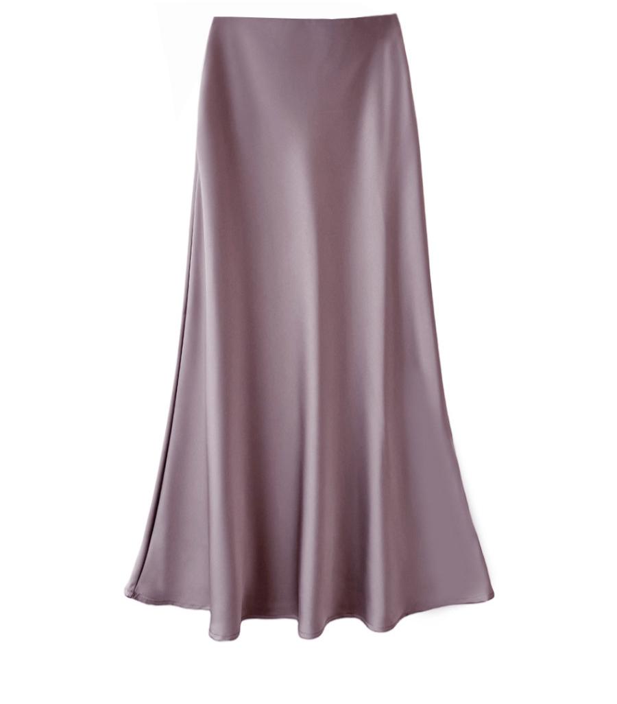 High Waist Slimming Mid Length Satin Acetate Silky Skirt Spring Summer Sheath Fishtail A Line Long Skirt Sunnygrace