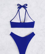 Sexy Split Swimsuit Metal Accessories Bikini Solid Color Tube Top High Waist Women Swimsuit BALANCE
